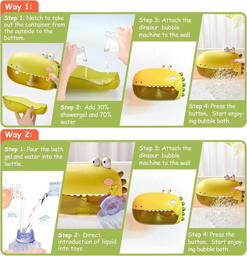 Grechi Dinosaur Bath Toys, Automatic Bubble Machine for Baby Bathtub, Plays 12 Children’s Songs, Great for Toddlers