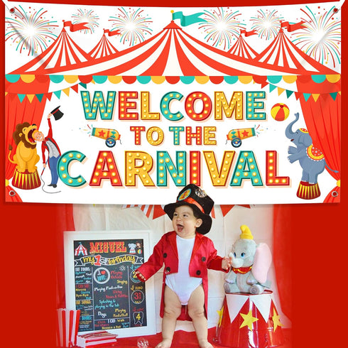 KatchOn Welcome To The Carnival Banner, XtraLarge 72x44 Inch Carnival Theme Party Decorations and Backdrop