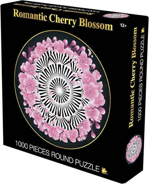 Lavievert - 1000 Piece Round Jigsaw Puzzle Game for Adults and Kids - Romantic Cherry Blossom