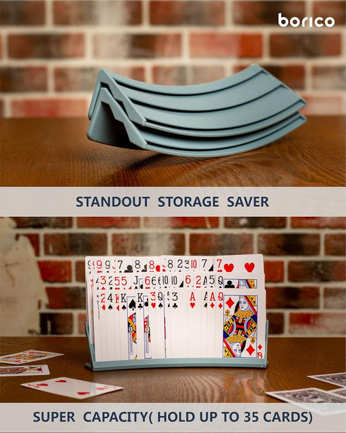 Card Holders for Playing Cards - 2 Pack Stackable Storage Game Card Tray for Kids and Adults with Travel Pouch (Red)