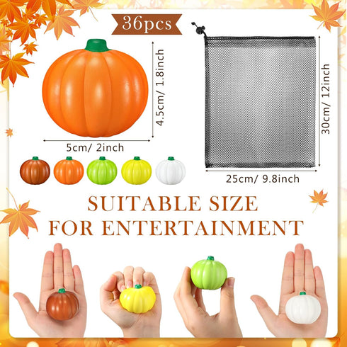Motionchic 50 Pcs Thanksgiving Stress Balls Thanksgiving Party Favors Pumpkin Stress Balls Goodie Bag Stuffers Mini