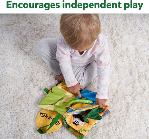 Skillmatics Peek-A-Boo Jungle Book, Soft Cloth Book for Baby, Infant & Toddler Toys with Crinkle Pages