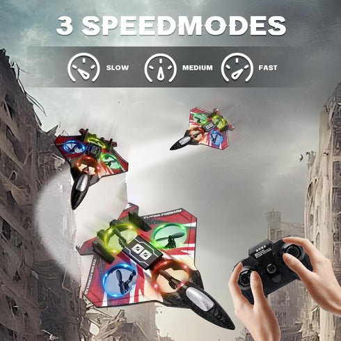 Adults,360 6+ Remote Control Airplane Drone with Light for Kids Flip Fighter Jet Helicopter Toys,Stunt Roll Planes