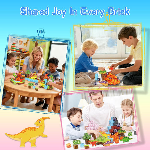 158PCS 1Inch 3D 3 -12 Magnetic Blocks- Magnetic Cubes Dinosaur World for Kids STEM Construction Toys - Learning