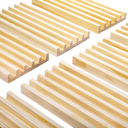 Set 8 Noamus of Wooden Domino Racks, Premium Natural Domino Trays, Solid Domino Tiles Holders Organizer for Mexican