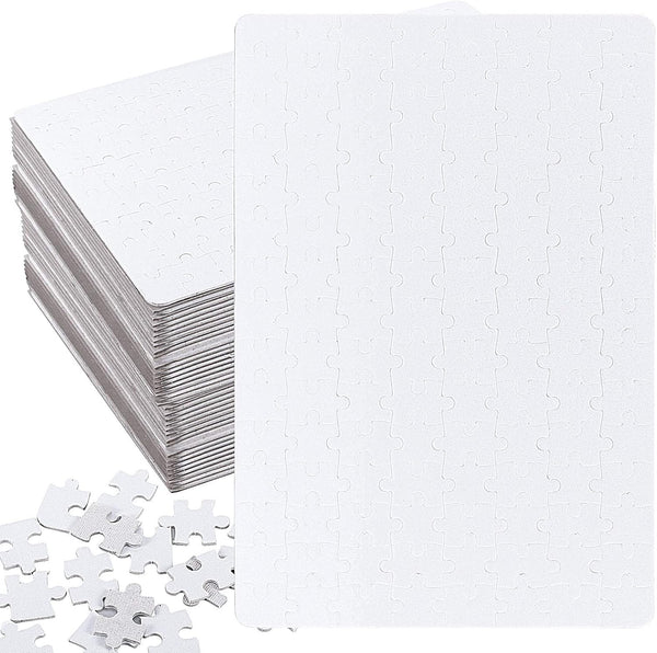 HAKZEON 35 Sets 120 Pcs White Blank Sublimation Jigsaw Puzzles 8 x 11 Inch for DIY Projects, Custom Puzzle Pieces