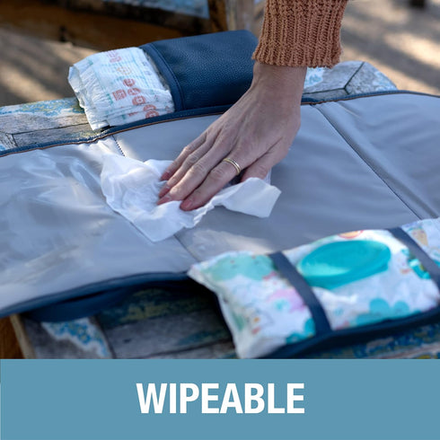 CleverMade Portable Baby Changing Pad Clutch with Wristlet - Premium Foldable Water Resistant Diaper Changing Mat