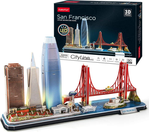 CubicFun 3D Puzzles for Kids Ages 8-10, LED San Francisco Cityline Arts and Crafts for STEM Projects