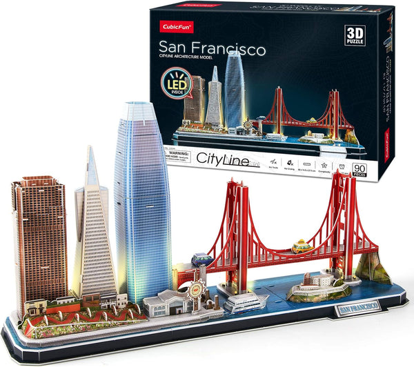 CubicFun 3D Puzzles for Kids Ages 8-10, LED San Francisco Cityline Arts and Crafts for STEM Projects