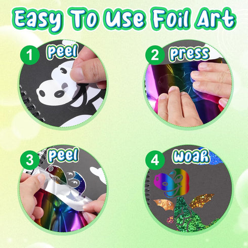 Art & Craft Activity, Foil Fun Dinosaur DIY Art Kits, No Mess Creative Drawing Game for Kids Ages 4-9 Birthday Gifts