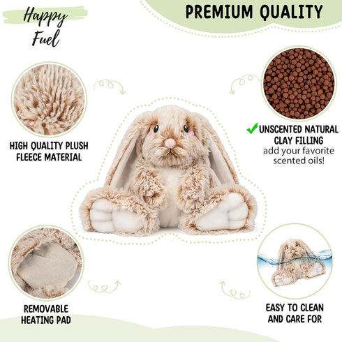 1.5 Lbs Bunny Microwavable & Weighted Stuffed Animals - Unscented Heating Pad for Period Cramps Pain Relief