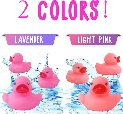 36 PCS Pink Classic Rubber Duck Bath Toys - No Holes BPA Free Floating Duckies for Baby Shower Gifts