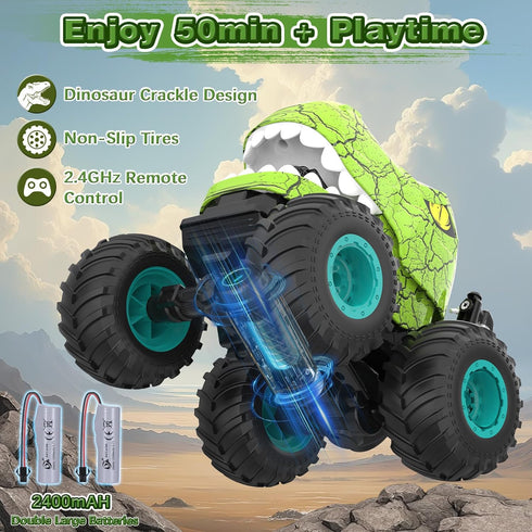 5-7, 1:20 2.4 360 4-7, Monster Truck Toys - Remote Control Monster Truck with Spray & Light, Dinosaur Toys for Kids