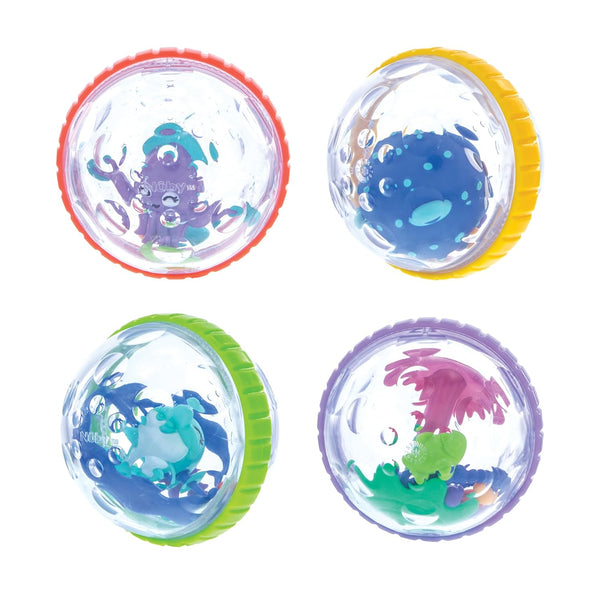 Nuby Bubbly Buds Interactive Bath Set - Baby Bath Toys (4-Pack) - 6+ Months