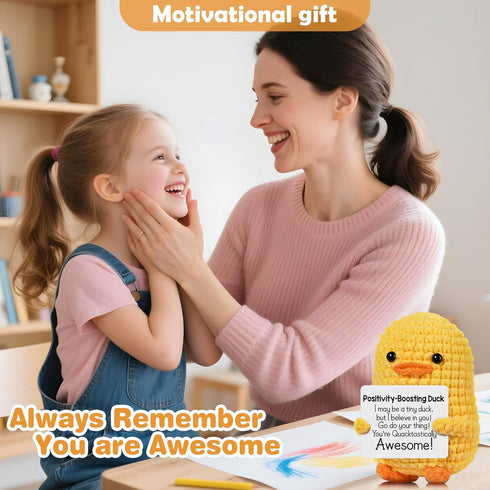 Positive Affirmation Companion Crochet Duck, Inspirational Crochet Animals Stress Anxiety Relief Toys, Handmade Mental