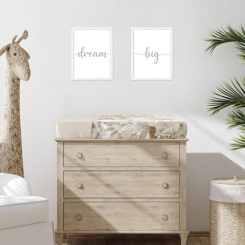 Sweet Jojo Designs Taupe Beige Boho Shabby Chic Floral Girl Baby Changing Pad Cover - Infant Newborn Diaper Table