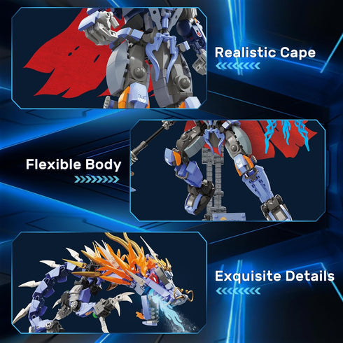 NUTCRACKER Mecha Robot with Dragon Building Blocks Set, Dragon Teng Four Sea - Ying Long Toy, Birthday Gift for Teens