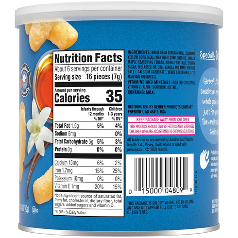 Gerber Graduates Little Crunchies Whole Grain Corn Snacks Variety Pack, 1.48 Ounce (Vanilla Maple, Pack of 2)
