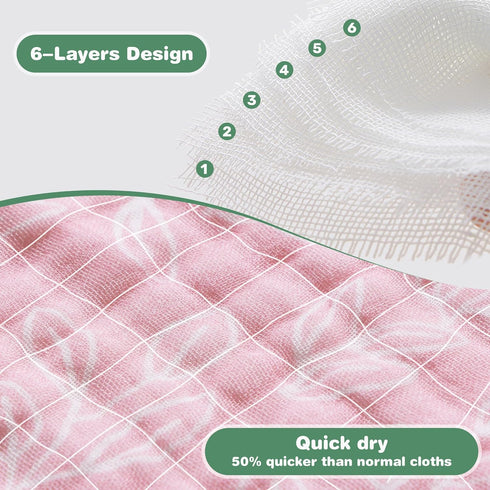 10 20 inches 6-Layer 4 Pack Viviland Baby Muslin Burp Cloths, Super Absorbent Washcloths for Baby Girl and Boy, x Baby