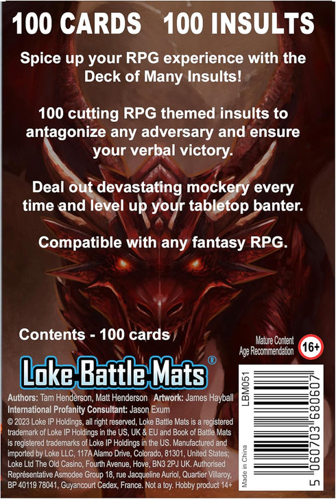 Loke Deck of Many Insults: RPG Card Deck for 2 to 10 Players, Ages 16 and Up