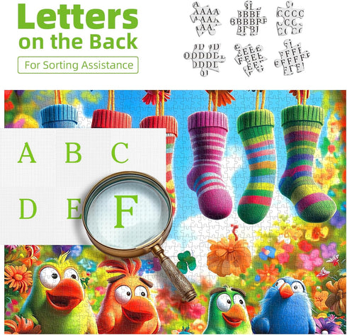 500 20x20 Inch MINIWAN Piece Jigsaw Puzzles for Adults - Funny Parrot & Rainbow Socks Garden Design, Large Piece Unique