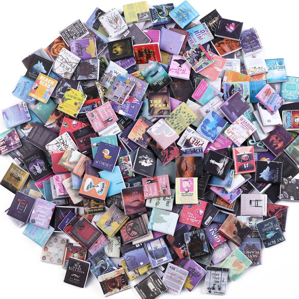 DIYDEC 300pcs Mini Books Miniatures Dollhouse Books for Anxiety Bookshelf Tiny Plastic