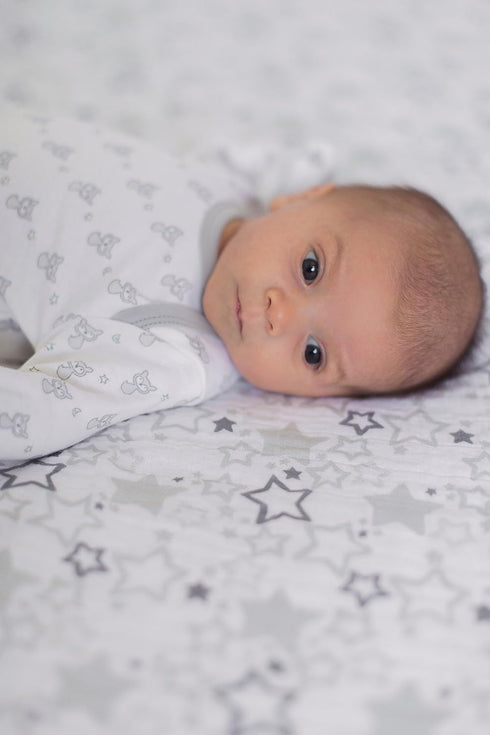 Muslin Fitted Crib Sheet for Toddlers - Gray & Sterling Starshine