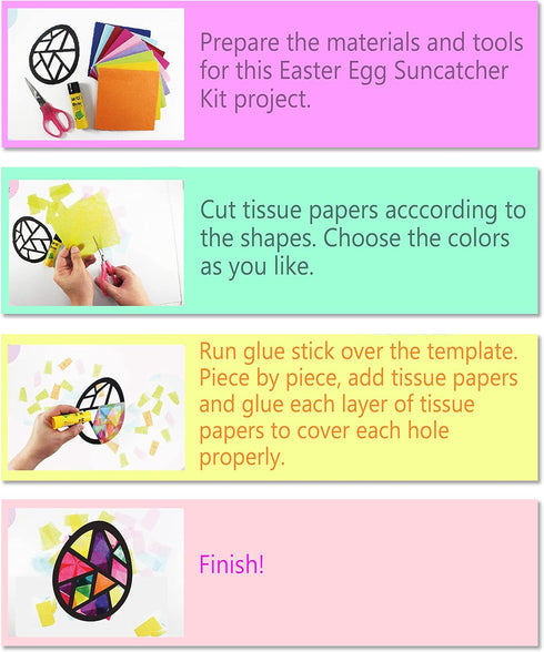 VHALE Suncatchers Craft 3 Sets (9 Cutouts) with Tissue Papers for Kids Party Favors and Creative Art Projects