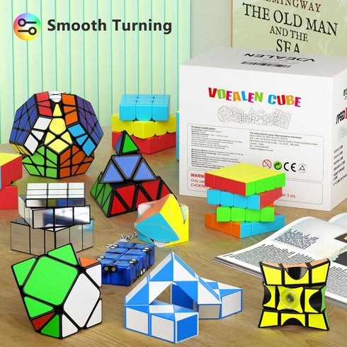 12 Pack Set Pack, 2x2 3x3 4x4 Vdealen Speed Cube Puzzle Cube Pyramid Dodecahedron Mirror Skewb Snake Ivy Infinity