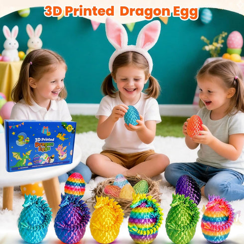 TANXMIC 24 3D PCS Printed Dragon Eggs with Dragon Inside, Prefilled Easter Dragon Egg for Basket Stuffers, Mystery