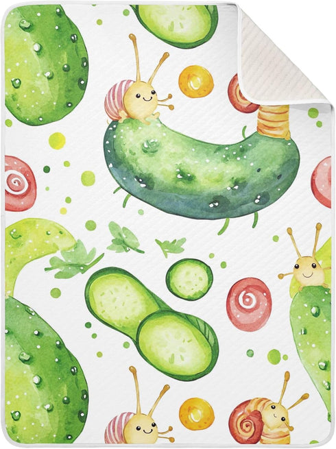 Qilmy Cute Snails and Cucumbers Baby Blanket for Boys Girls Kids with Soft