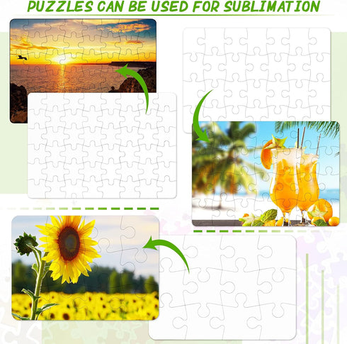 10 Sets Blank Sublimation Puzzle Jigsaw for Kids - DIY Custom Puzzle Heat Press Thermal Transfer