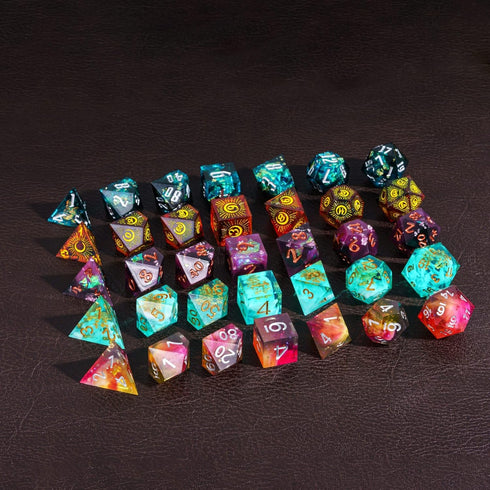 7PCS DND Dice Set - Handmade Sharp Edge Mystery Blind Box D&D RPG Polyhedral Resin Dice for Dungeons and Dragons TTRPG