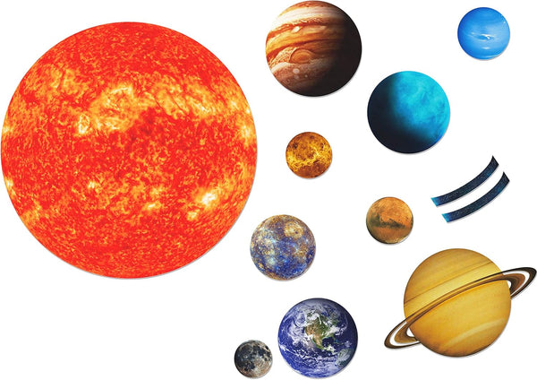 Giant Magnetic Solar System with 12 Individual Briefing Magnets - Perfect for Toddlers and Kids