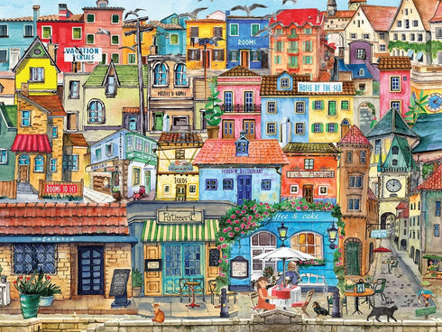 White Mountain - Seaside Village, 500 Piece Jigsaw Puzzle, Italy Hotel Puzzle