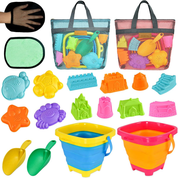 Collapsible Beach Sand Toys for Kids - Travel Beach Toys with 2