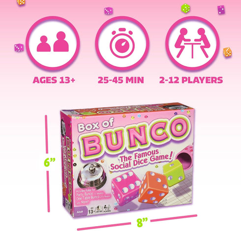 Continuum Games Box of Bunco Game Kit for Ladies Night - 2-12 Players