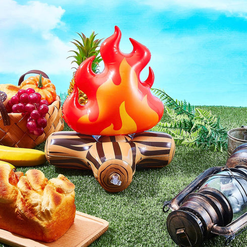 Sumind 4 Pieces Inflatable Campfire Props | 12 Inch Fake Camping Party Decoration for Indoor and Outdoor Games