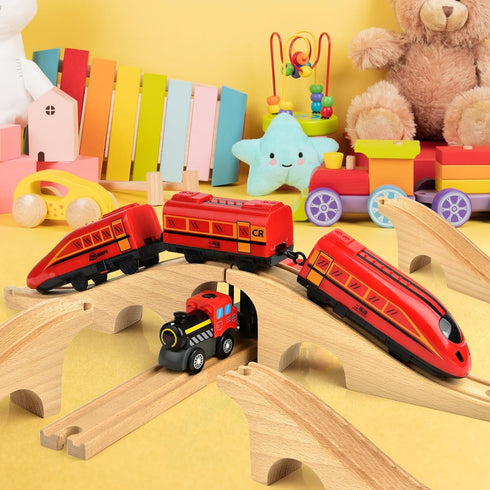 1 Pack Set Mototo Wooden Train Track Bridge Wooden Train Accessories Wood Track Bridge Wood Railroad Pieces Expansion