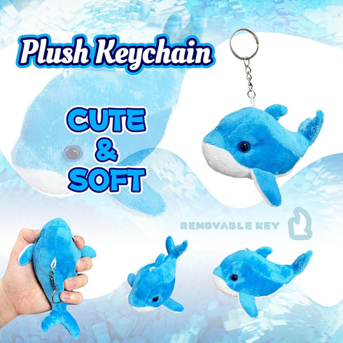 Kawaite (1 Pack), Blue Dolphin Stuffed Animal Kawaii Plushies for Girls and Boys, Dolphin Plush Toys Kids Key Chains