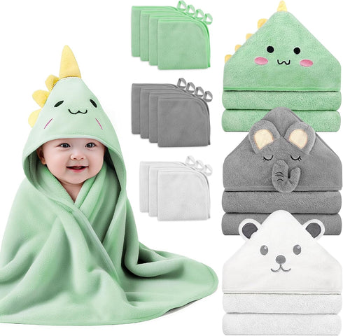 Generic 14 PCS Baby Towels, 3 PCS Soft Hooded Baby Towels & 11