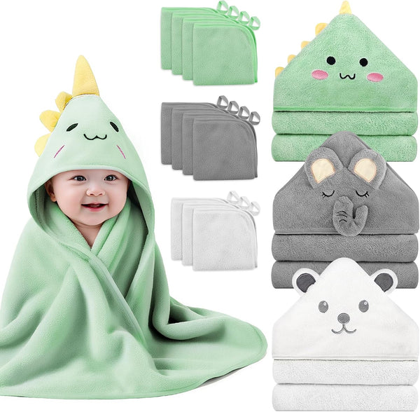 Generic 14 PCS Baby Towels, 3 PCS Soft Hooded Baby Towels & 11