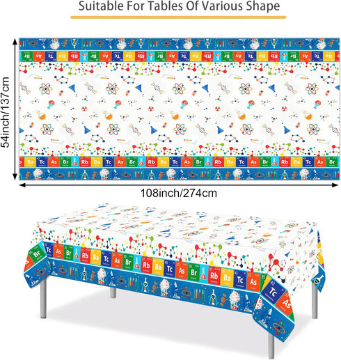 PHOGARY 3 PCS Science Tablecloths Science Themed Tablecloth Plastic Science Party Table Covers Laboratory Party Table Cloth for Kids Little Scientist Birthday Science Party Decorations, 51 x 86 Inches by PHOGARY