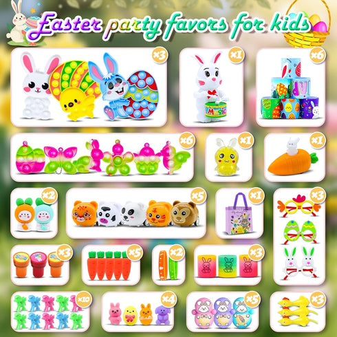 500 PCS Easter Eggs Fillers, Easter Party Favors for Kids Easter Basket Stuffers Fidget Toys Bulk, Classroom Prize