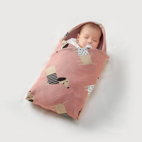 100% Summer 40x30in Baby Blanket Cotton Soft Cooling Receiving Swaddle Blankets for Boy Girl-Pink Dachshund Puppy Dog