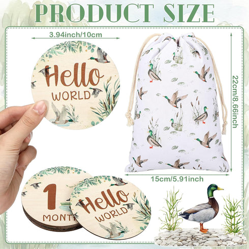 Novabright 7 Pack Mallard Duck Baby Shower Monthly Milestone Cards Signs Baby Announcement Sign Name Hello World