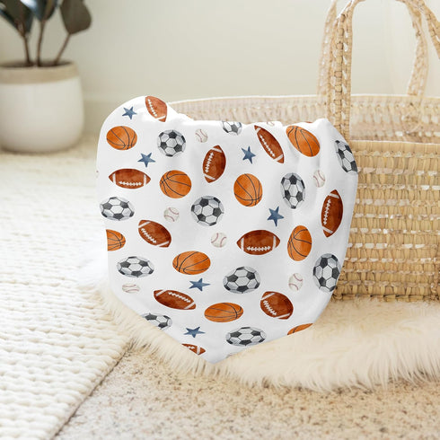 Sweet Jojo Designs Sports Theme Boy Baby Swaddle Blanket Infant Newborn Lightweight Jersey Stretchy Receiving Security
