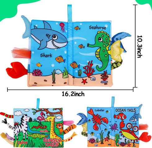 2 PCS Soft Cloth Baby Books for 0-6 Months, High Contrast Sensory Toys for 6 to 12 Months, Crinkle Touch Feel