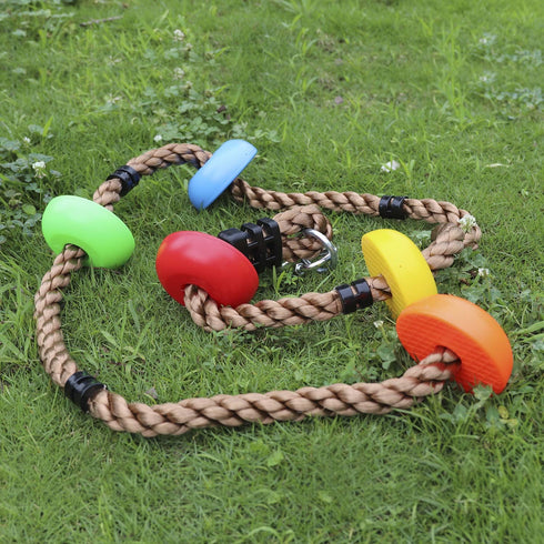 6.5ft 5 Set Rainbow Craft Colorful Climbing Rope - with Knotted Foot - Kids Ninja Rope for Ninja Warrior Slackline