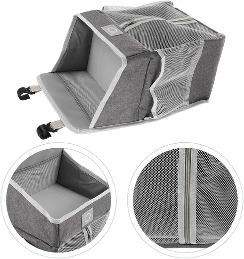 Toyvian Large Capacity Nursery Hanging Organizer Bag for Supplies and Diapers, Gray Fabric Storage with Multiple